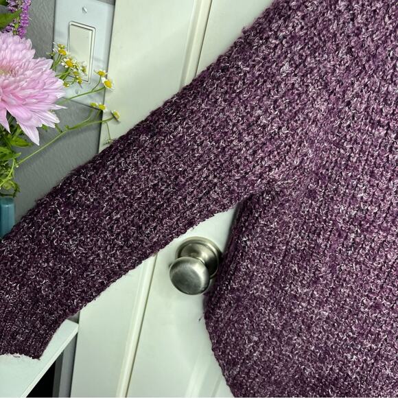 Free People Dylan Purple Tweedy Cowl Neck Chunky Sweater Size XS - Picture 5 of 7